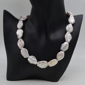 Chokers White Baroque Necklace Natural Coin Drop Shape Pearl Necklace Design Exaggerated Women Necklaces Mom Gifts 231007
