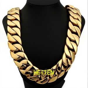 Luxury Mens 316l Rostfritt stål Heiten 32mm 23mm Bredd16 -28 Hip Hop Heavy Cuban Gold Chain Fashion Heiten Jewelry 282023