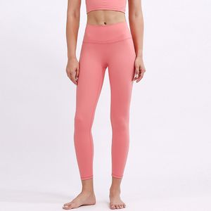Leggings designer kvinnor lyxiga tröjor yoga byxor fitness träning matt matt naken sidor ficka persika höft tights rena joggar sexiga joggar springer