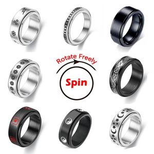 Ring Figet Spinner Pierścienie dla kobiet mężczyzn stal nierdzewna obracaj Ly Spinning Anti Stress Akcesoria biżuterii Prezenty 248U