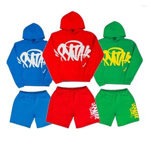 Erkek Trailtsits Synaworld Y2K 2 Parça Set Büyük Boy Giysileri Hip Hop Mektubu Baskı Sweatshirt Erkek Kadın Hoodie İki Sokak Giyin