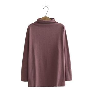 Plus Size Women Sweater Spring Autumn Jumper Solid Mock Neck Knitted Thread Cotton Tops Undershirt Fashion XL 4XL 211104288N