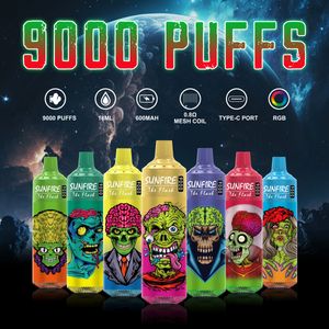 Original Top Sunfire Litauen Lettland Schweiz am besten 9000/9k Puff Einweg E -Zigarette E flüssiges Oem ODM Einweg Vape 10000 Pod Wape