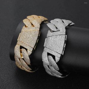 Link Bracelets Fashion Men Hip Hop 22mm Bubble Cuban Chain Zircon Unisex Personalized Inlaid Bangle Accessories MY0001