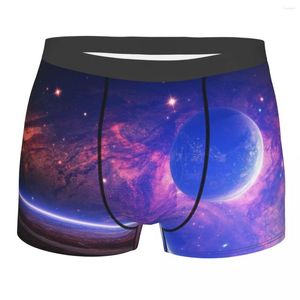 Cuecas masculinas sci fi sistema solar roupa interior espaço planeta boxer briefs shorts calcinha masculino poliéster