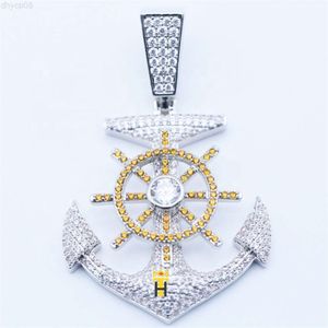 Designer Jewelry Bulk fashion hip hop jewelry china gold silver double color design crystal anchor charm pendant