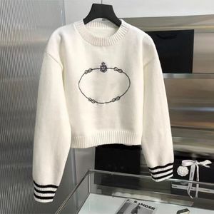 2023 Women Sweters Designer Sweter Pullover Knitwear Fashion Women Knitted Sweater Autumn Winter Letter Jacquard Black White Rękaw