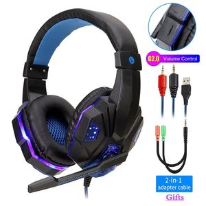 Headsets Professional Led Light Wired Gaming Headphones With Microphone For Computer PS4 PS5 Xbox Bass Stereo PC Headset Gifts 231007