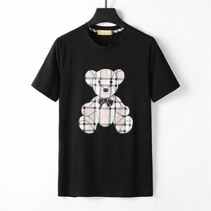 Designer Men's Tee Shirts Black and White Color Bear Plaid Stripe Luxury Brand 100% Cotton Anti-Wrinkle Breattable Soft Fashi221p