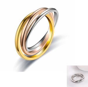 Love Titanium Steel Silver Rose Gold Silver Plated Love Ring for Women's Wedding Tricolor Mixed Lovers Ring Three-Color Par Par Rings