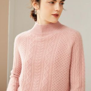 Frauenpullover 2024 Winter reiner Kaschmirweiche Langarm -Strickwaren Mode weibliche Tops