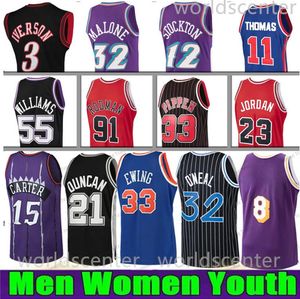 Men Kids Jersey Larry Bird Vince Carter Allen Iverson Michael Mcgrady Hardaway Rodman Youth Boys Children Mj Retro Basketball Jerseys