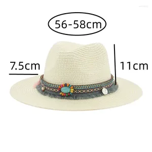 BERETS SUN HAT Kvinnor Summer Hats Män Solid Band Western Cowboy Panama Straw Red Yellow Chapeau Femme Casquette