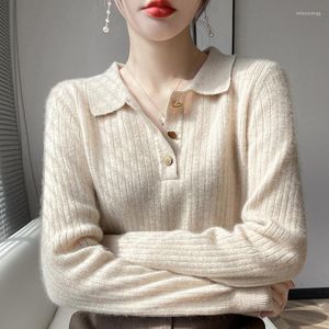 Suéteres femininos outono e inverno polo pescoço camisola pulôver manga longa listrado moda solta quente bottoming cashmere topo