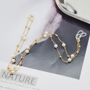 Mode-Accessoires Einfache Perlenbrillenkette Damen Gold Silber Farbe Brillenketten Hängendes Halsseil Cordon Gafas