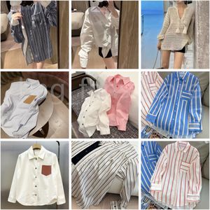 High Quality Shirts for Women Fashion Designer Long Sleeve Blouses with Stripe Loose Women's Outerwear