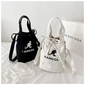 Designer Canvas Bag Women's Large Capacity Kangaroo Bucket Bag Sports Casual Drawstring Crossbody Bag