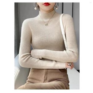 Womens Sweaters 23 Autumn/Winter Fit Versatile Soft Glutinous Wool Cashmere High Neck Seamless Knitted Underlay Sweater