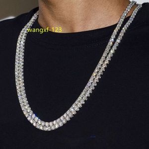Hot Selling 4mm Round Brilliant Cut Vvs Moissanite Tennis Chain Iced Out Gold Plated 925 Silver Necklace for Men Women