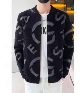 Spring High quality Fashion men's zipper fleece Cardigans soft black sweaters slim fitting knit black warm gray Sweaters Men desinger Jacket for young male