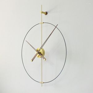Wanduhren Nordic Kreative Uhr Schwarz Walnuss Große Zeiger Stumm Einfache Persönlichkeit Net Rot Indoor Hause Dekoration