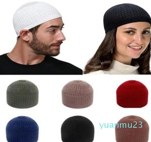 Inverno lavorato a maglia uomini musulmani cappelli di preghiera caldi berretti maschili berretto islamico Ramadan ebraico Kippah Homme cappello Men039s avvolgere la testa