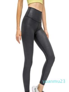 Calça legging feminina com estampa de couro, calça legging bronzeadora para ioga, cintura alta, justa, esportiva, fitness, comprimento total, treino, academia