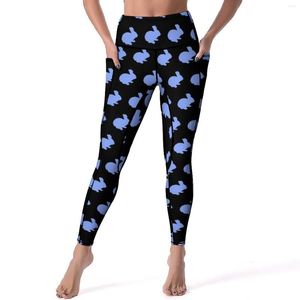 Active Pants Yoga Blue Polka Dot Running Leggings High midjan Quick-Tork Sport Söt design Legging Gift