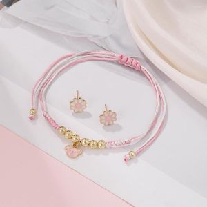 Halskette Ohrringe Set süße romantische Gänseblümchen Ohrring Armband für Frauen Mädchen handgemachte verstellbare Seil Paar Freundschaft Schmuck Geschenke