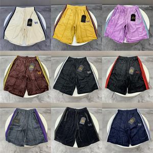 Shorts masculinos AWGE Agulhas Veludo Homens Mulheres 1:1 -Qualidade Multicolor Bordado Borboleta Faixa Side Stripe Calças