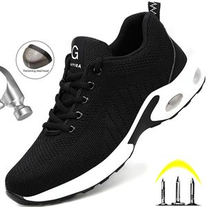 Sapatos de segurança de aço toe sapatos de segurança de trabalho homens mulheres tênis de trabalho respirável leve indestrutível sapatos masculinos sapatos de segurança botas tamanho 36-48 231007