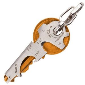 Bärbar 8 i 1 EDC Tool Outdoor Survival Camping Bottle Opener Vandring Rescue Gear Pockets Rostfritt stål Keychain Key Ring Multifunktionellt verktyg