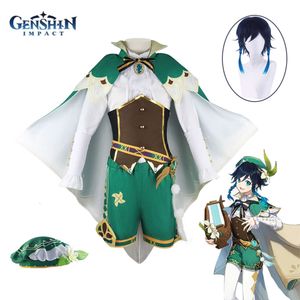 Game Venti Cosplay Genshin Impact Cosplay Costume Barbatos Green Uniform Cloak Shorts Halloween Costume for Women Adultcosplay