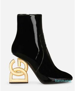 Vintermärken Keira klackar Pop Leather Boots Baraque High Heels Silver-Tone LOGO Brevligen Long Knee Boot Black Stretch Pointed Toe Booty Dress Shoes