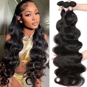 Lace S Body Wave Bundles Brasiliansk hårväv 134 PCS Natural Color 100 Virgin Human Remy 231007