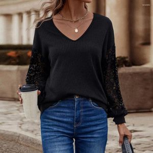 Women's Blouses Lace Ruffled Sleeve T-Shirt Summer Fashion Casual Flower Embroidery Cutout Mesh Sheer Tops Ladies Slim V-Neck