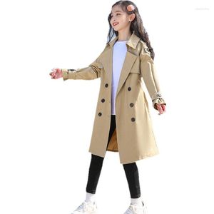 معطف Modx Spring Autumn Baby Girls Trench Coats سترة مزدوجة الصدر للملابس قمم الصلبة للأطفال