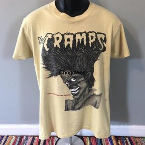 Herr t-shirts 80-tal The Cramps dålig musik för människor skjorta vintage band tee punk rock skräck goth psykobilly konsertturné prom346c