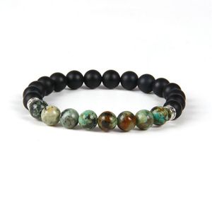 Nya mönster Summer Armband Hela 10st Lot 8mm Matte Agate Stone med afrikanska turkospärlor armband179k