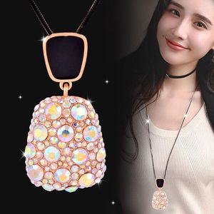 Pendant Necklaces SINLEERY Shining Geometric Necklace Multicolor Crystal Neckalce Long Neck Chain For Women Party Jewelry