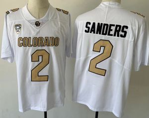 Men College Colorado Buffaloes Jersey White Black 2 Shedeur Sanders 미식 축구 착용 대학 성인 크기 스티치 유니폼 믹스 순서