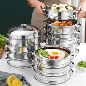 Double Boilers Stainless Steel Steamer For Dumplings Kitchen Food Steaming Grid Tray With Handle Drain Basket Rice Cooker Cooking