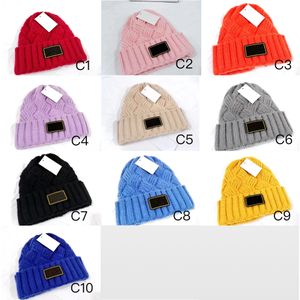 2023 lã grossa 10 cores chapéus de malha de boa qualidade marca de luxo gorros para mulheres com etiqueta 140g atacado