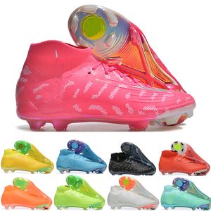 Botas de futebol phantom luna elite fg meias altas sapatos de futebol masculino couro macio confortável formadores laranja malha chuteiras de futebol dos homens