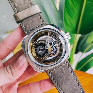 Armbanduhren Luxuriöse Herren-Armbanduhr, 47 mm, Edelstahl, automatisch, mechanisch, mit MIYOTA-Uhrwerk, sieben Uhren, Kalender und Freitagsuhr