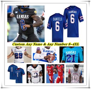 Kansas Jayhawks College Football Trikot Jalon Daniels Devin Neal Daniel Hishaw Jr Dylan McDuffie Lawrence Arnold Luke Grimm Quentin Skinner Austin Booker Miller 4X