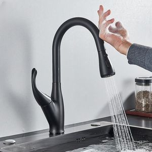 Kitchen Faucets Matte Black Touch Sensor Sensitive Smart Control Faucet Mixer Tap Sink Taps