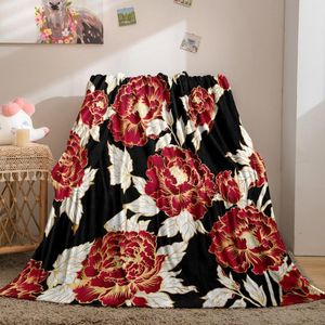 毛布の赤い花贅沢なフランネル毛布花柄の暖かい植物ベッド自由hoho sofaドロップシップ担当者