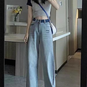 Jeans kvinnors designer breda benbyxor broderade tryckta denim byxor bantar denim byxor modemärke kvinnors kläder