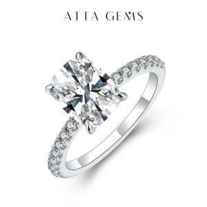 Solitaire Ring ATTAGEMS Rings Cushion Cut 35CT D Color 18K 14K 10K Yellow Gold Pass Diamond Test for Women Fine Jewelry 231007